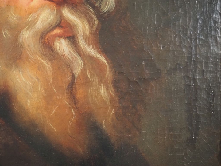 Ecole française XIXème. "Portrait d'homme barbu"  Huile sur toile Dim.