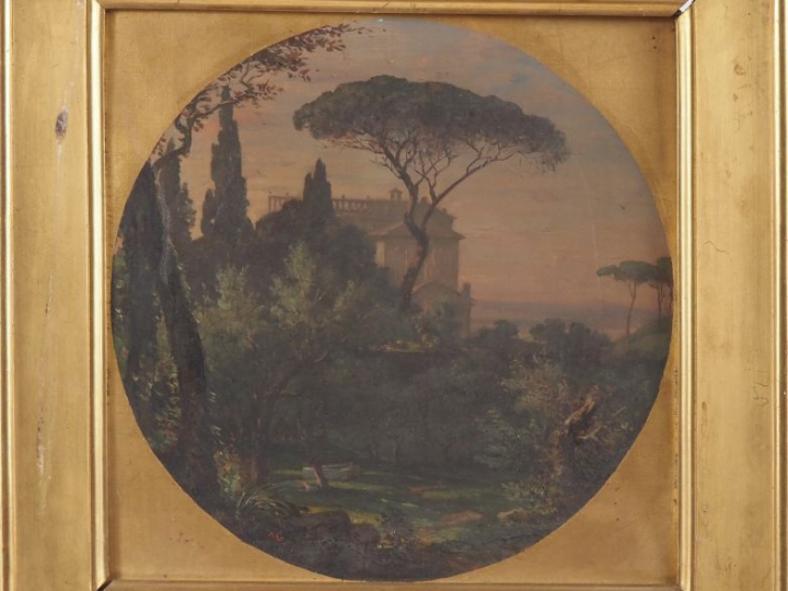 Ecole italienne ou française XIXème.  "vues des paysages d'Italie anim