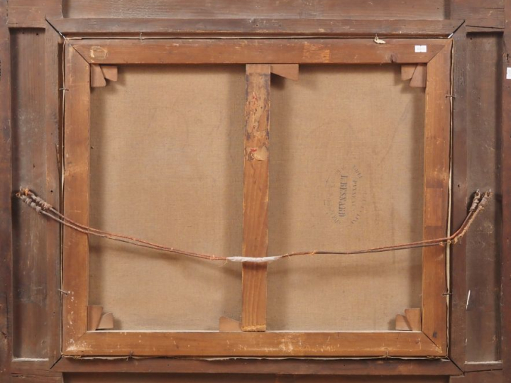 E.  LAHITTE.  "jeunes paysans et leur troupeau"  Huile sur toile, sign