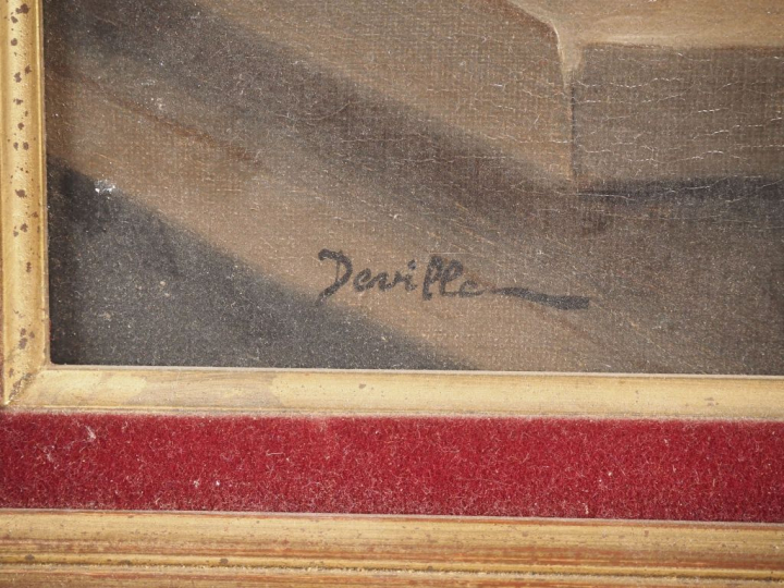 DEVILLE.  "nature morte" Huile sur toile, signée en bas à gauche Dim. 