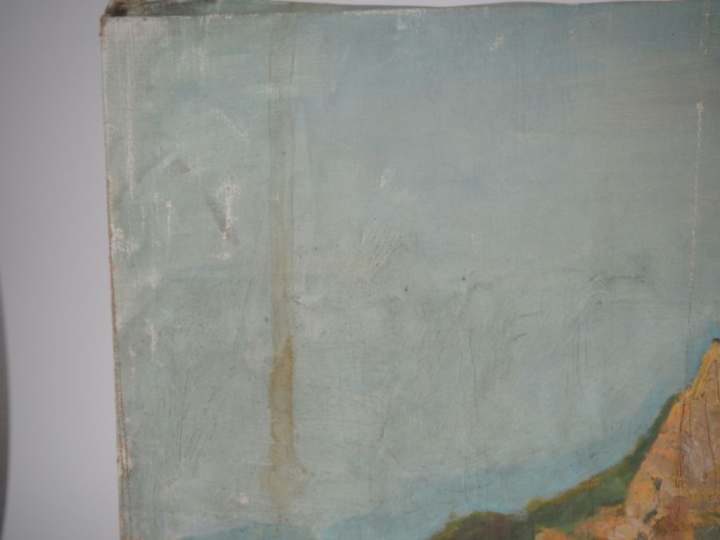 Mario CAVAGLIERI.  "Les Dolomites"  Panorama, huile sur toile, signée 