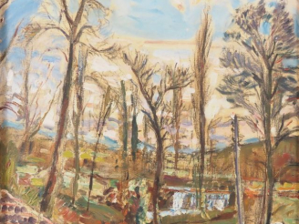 Vente aux enchères Mario CAVAGLIERI.  "la cascade à travers les arbres" Huile sur toile, 
