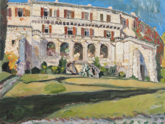 Vente aux enchères Mario CAVAGLIERI.  "le palais à midi" Huile sur toile, signée en bas à