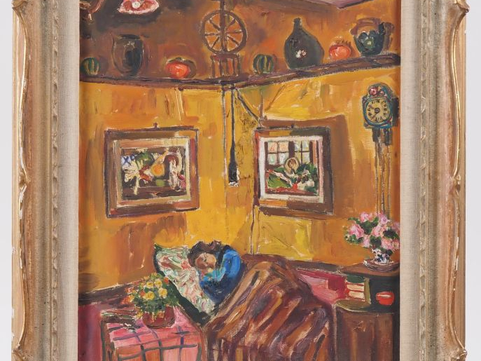 Mario CAVAGLIERI.  "Drée couchée"  Huile sur toile, signée en bas à dr