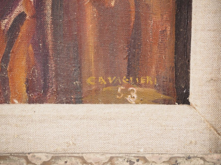 Mario CAVAGLIERI.  "Drée couchée"  Huile sur toile, signée en bas à dr
