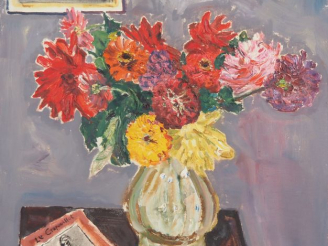 Vente aux enchères Mario CAVAGLIERI.  "Bouquet d'été" Huile sur toile, signée en bas à ga