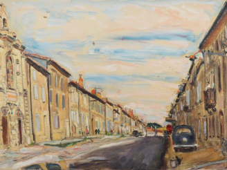 Vente aux enchères Mario CAVAGLIERI.  "Auch, rue de Metz et le sacré cœur" Huile sur toil