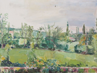 Vente aux enchères Mario CAVAGLIERI.  "paysage de Peyloubère" Huile sur toile, signée en 