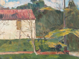 Vente aux enchères Mario CAVAGLIERI.  "La leçon de Cézanne" Huile sur toile, signée en ba