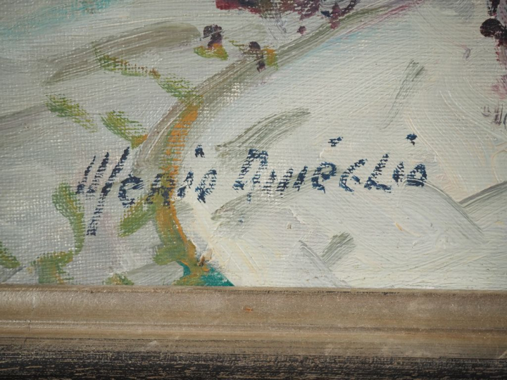 Mèrio AMEGLIO.  "le pont neuf à Paris" Huile sur toile, signée en bas 