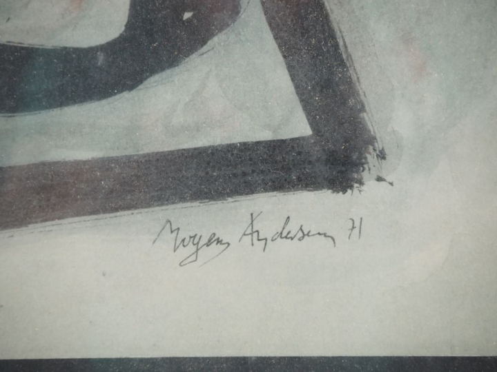 Mogens ANDERSEN.  "composition abstraite" Encre et gouache sur papier,