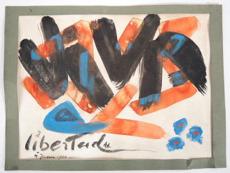 Vente aux enchères Angel ALONSO. "libertat"  Gouache sur papier, monogrammée en bas à gau