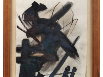 Vente aux enchères H.A BERTRAND.  "composition abstraite" Encre sur papier, signée en bas