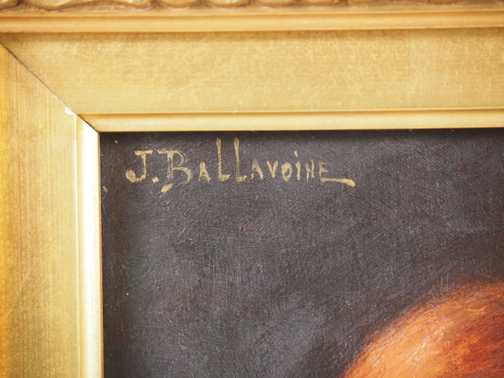 J. BALLAVOINE.  "portrait de jeune fille rousse"  Huile sur toile, sig