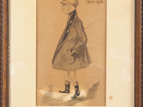 CHAMPIGNY.  "Caricatures" Paire d'aquarelles, signées en bas à droite 