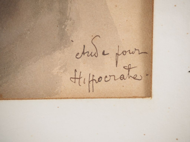 Paul DARDE.  "Etude pour Hippocrate" Aquarelle, signée en bas à gauche