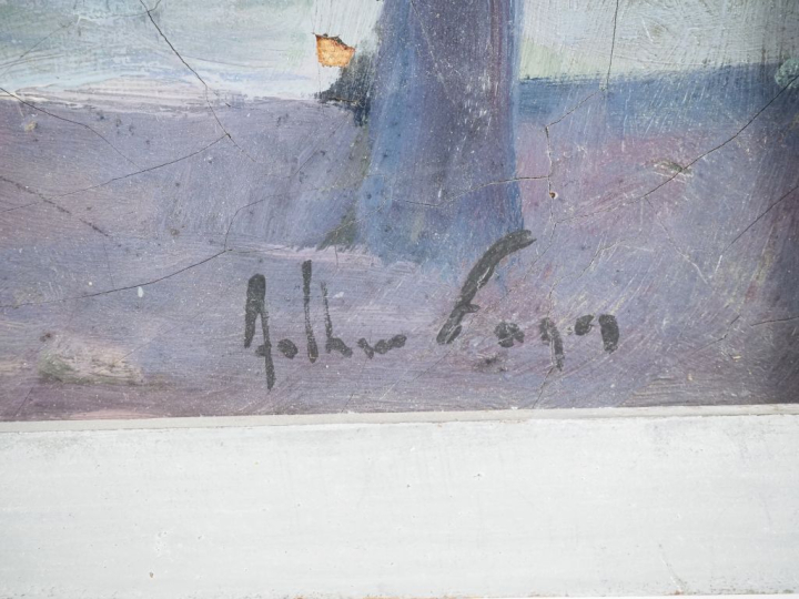 Arthur FAGES.  "Artiste peintre dans la baie de Douarnenez" Huile sur 