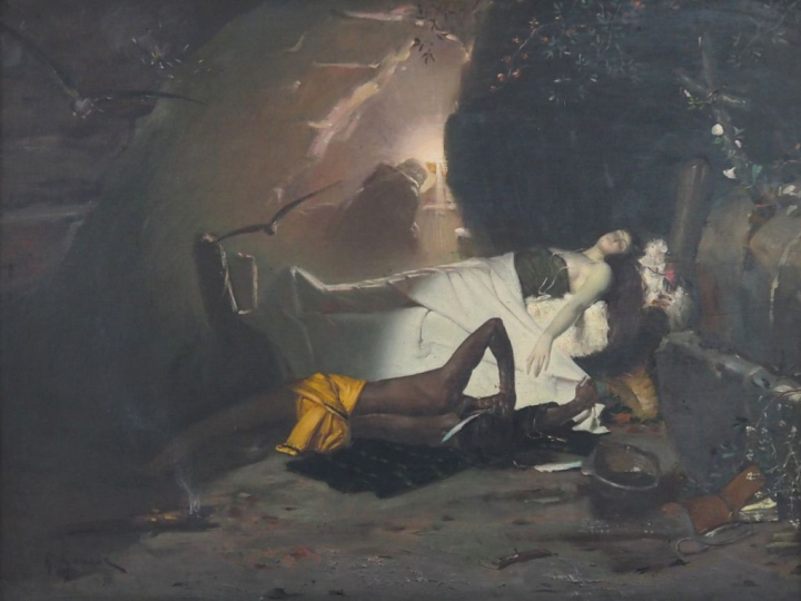H. GOURSE. "la mort d'Atala" Huile sur toile, signée en bas à gauche D