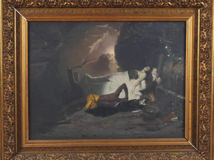 H. GOURSE. "la mort d'Atala" Huile sur toile, signée en bas à gauche D