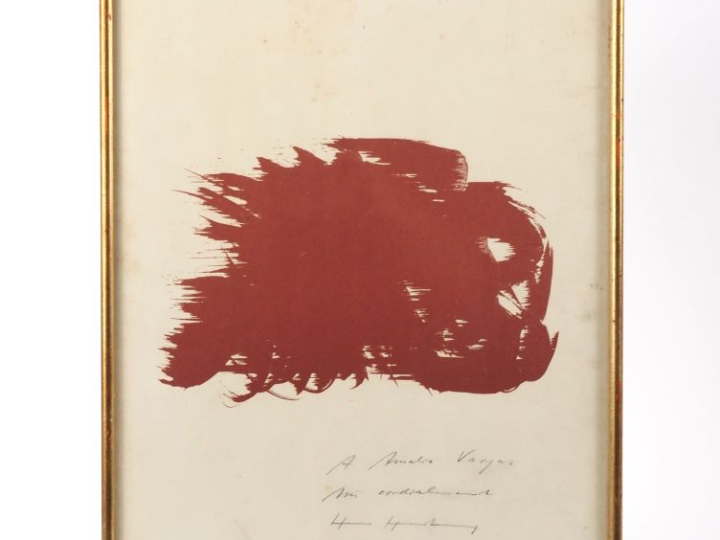 HARTUNG.  Lithographie contresignée et dédicacée à Mr Vargas, datée 66