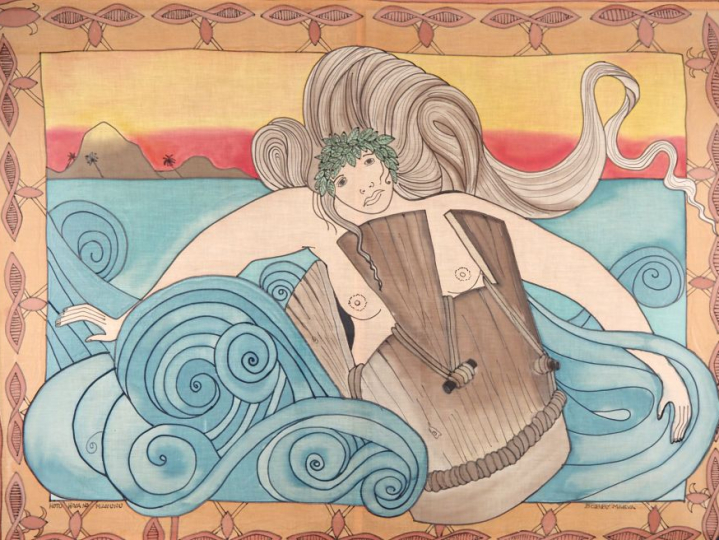 Bobby HOLCOMB. "Maeva" Grande huile sur tissu, signée en bas à droite.