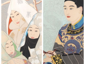 Vente aux enchères Paul JACOULET.  "Mandarins chinois" et "enfants japonais" 2 lithograph
