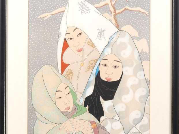 Paul JACOULET.  "Mandarins chinois" et "enfants japonais" 2 lithograph