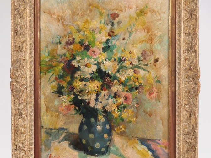 Suzanne Blanche KAEHRLING.  "bouquet de fleurs" Huile sur toile, signé