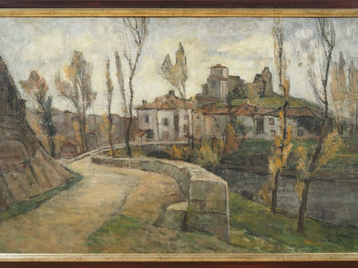 S. LEGER.  "Mézère sur Issoire" Hule sur panneau, signée en bas à droi