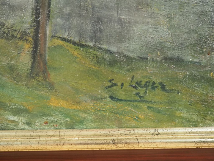 S. LEGER.  "Mézère sur Issoire" Hule sur panneau, signée en bas à droi