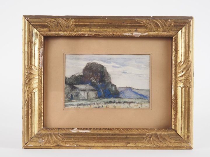 Léo LAPORTE-BLAIRSY.  "paysage" Aquarelle gouachée Dim.à vue 8,5 x 13,