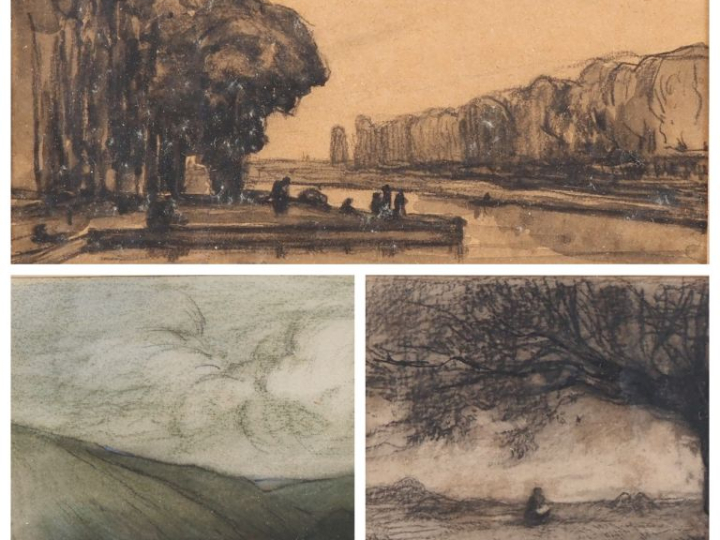 Léo LAPORTE-BLAIRSY.  "paysages" Suite de trois dessins Dim. À vue : 9