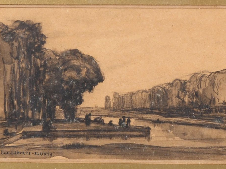 Léo LAPORTE-BLAIRSY.  "paysages" Suite de trois dessins Dim. À vue : 9