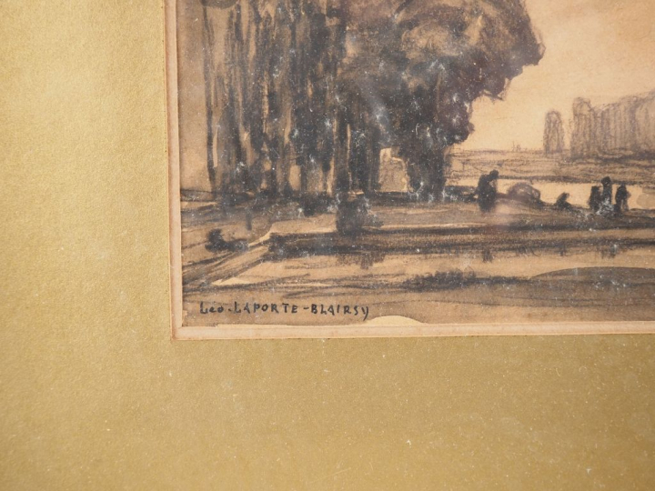 Léo LAPORTE-BLAIRSY.  "paysages" Suite de trois dessins Dim. À vue : 9