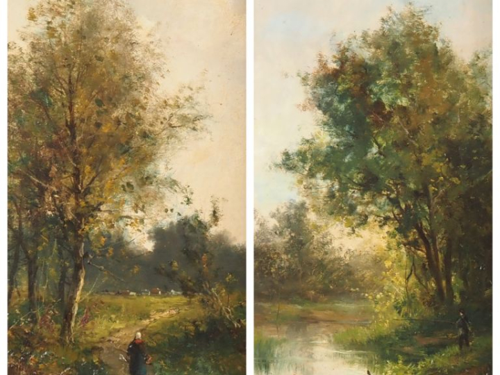 L. MORINO. "paysanne cheminant" Huiles sur toile, signée en bas à gauc