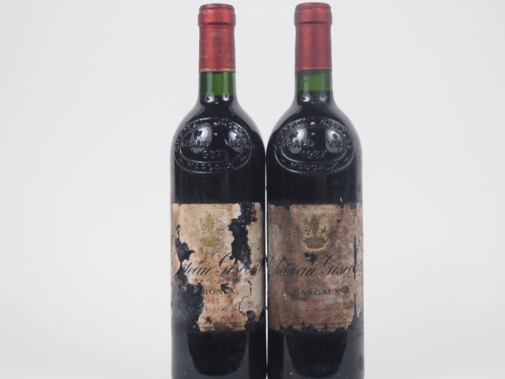 2 BOUTEILLES CHÂTEAU GISCOURS GCC MARGAUX - 1987 - 1 BG/ETA