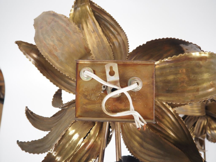 Paire d'appliques 1970 éclairant à deux lumières, à décor de fleurs ex