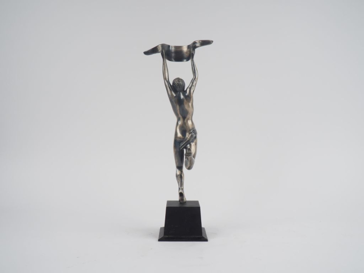 Ecole française XXème.  Sculpture en métal chromé "Anisette Ricard" H.