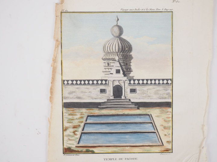 10 gravures en couleur d'après Sonnerat issues de l'ouvrage "voyage au