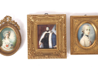 Vente aux enchères K. JOPP. "Portrait de François 1er de Médicis", miniature signée. Dim.