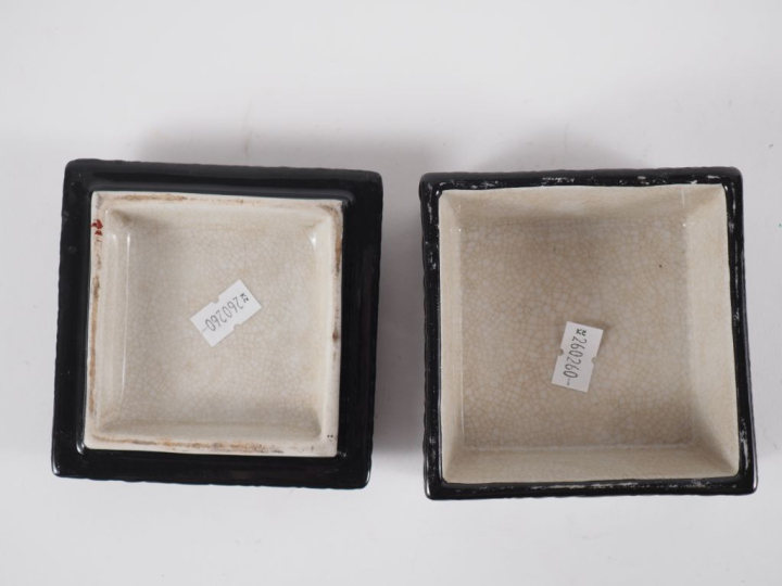 Fabienne JOUVIN. Boîte couverte en céramique polychrome à l'imitation 