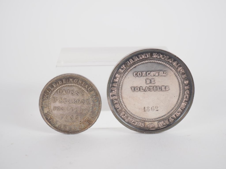 BARRE. Médaille en argent 925 "concours des volatiles". Poinçonnée et 