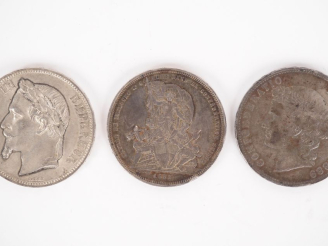 Vente aux enchères 3 différente pièce en argent :  - 5 francs Suisse en argent Fribourg 1