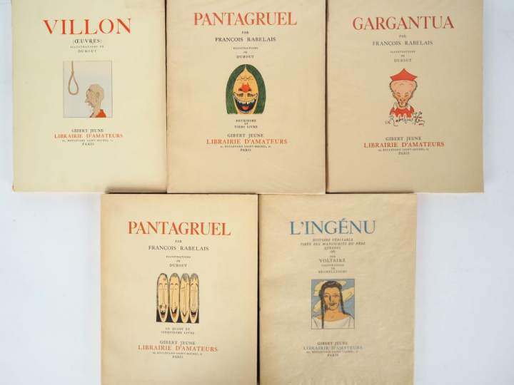 [DUBOUT]. 4 VOLUMES ILLUSTRÉS PAR DUBOUT : RABELAIS (François). GARGAN