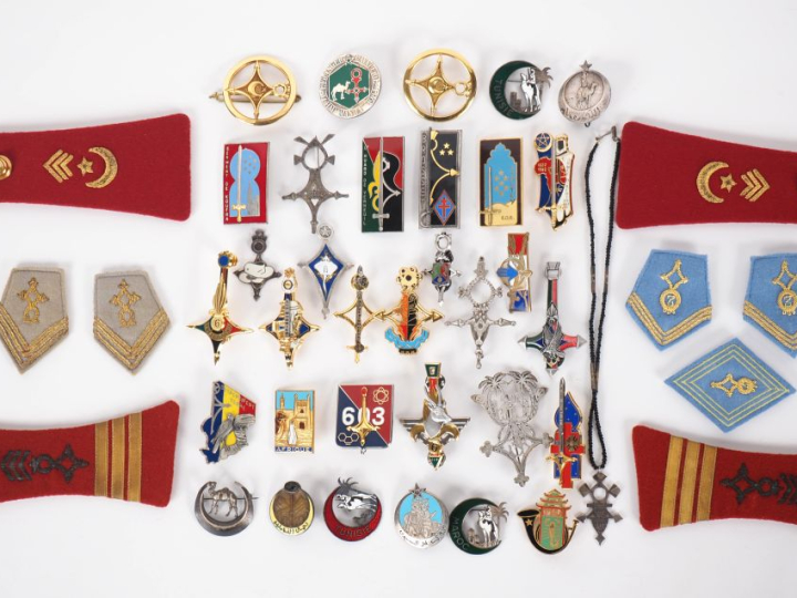 DIVERS  Bel ensemble de 32 insignes et insignes de béret, quatre patte