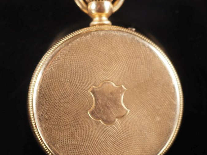 Montre de gousset Napoléon III en or jaune 750.  Cadran à chiffres rom
