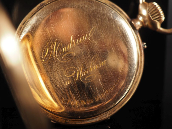ANDRIEU, à Narbonne Montre de gousset Napoléon III en or jaune 750.  C