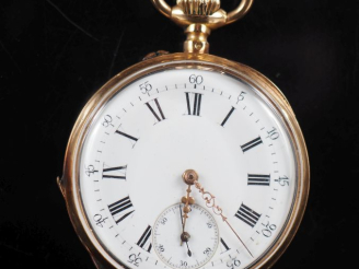 Vente aux enchères Montre de gousset Napoléon III en or jaune 750.  Cadran à chiffres rom