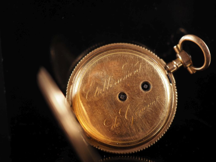 ETABLISSEMENT DE GENEVE,  N°11883 Montre Napoléon III en or jaune 750.