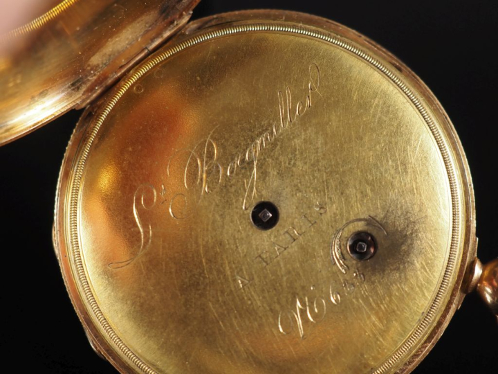 L. BERGMILLER, Paris N°633 Montre de gousset en or jaune 750.  Cadran 